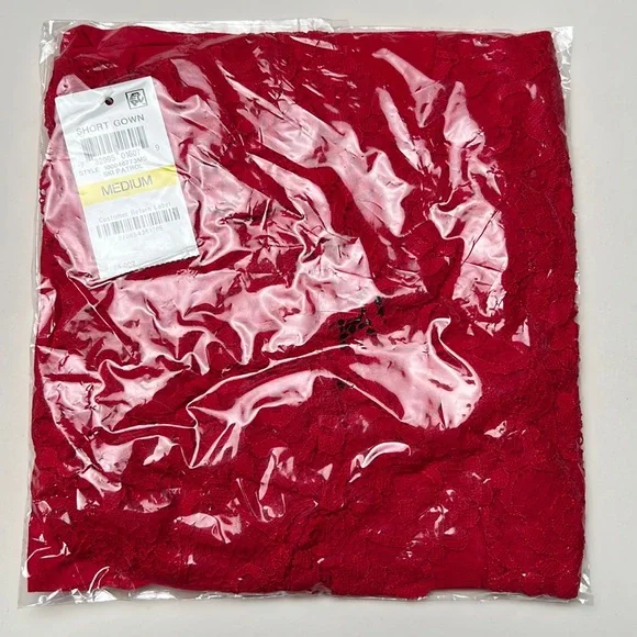 INC Lace Nightwear Short Gown Red - Picture 3 of 4